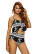 Sexy Asymmetric Overlay Flutter Top 2pcs High Waist Swimsuit